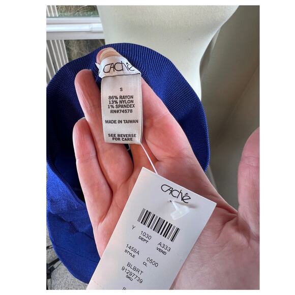 Vintage Skirt Cache 80s 90s Bright Blue Knit Pencil Regal size Small NWT - Picture 6 of 6